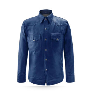 Men’s Blue Leather Shirt
